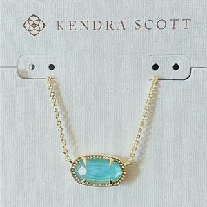 Kendra Scott Elisa Aqua blue Illusion necklace in gold color